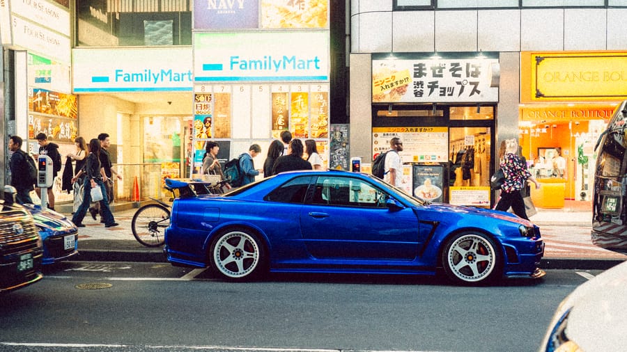 Nissan Skyline R34 on a Tokyo street